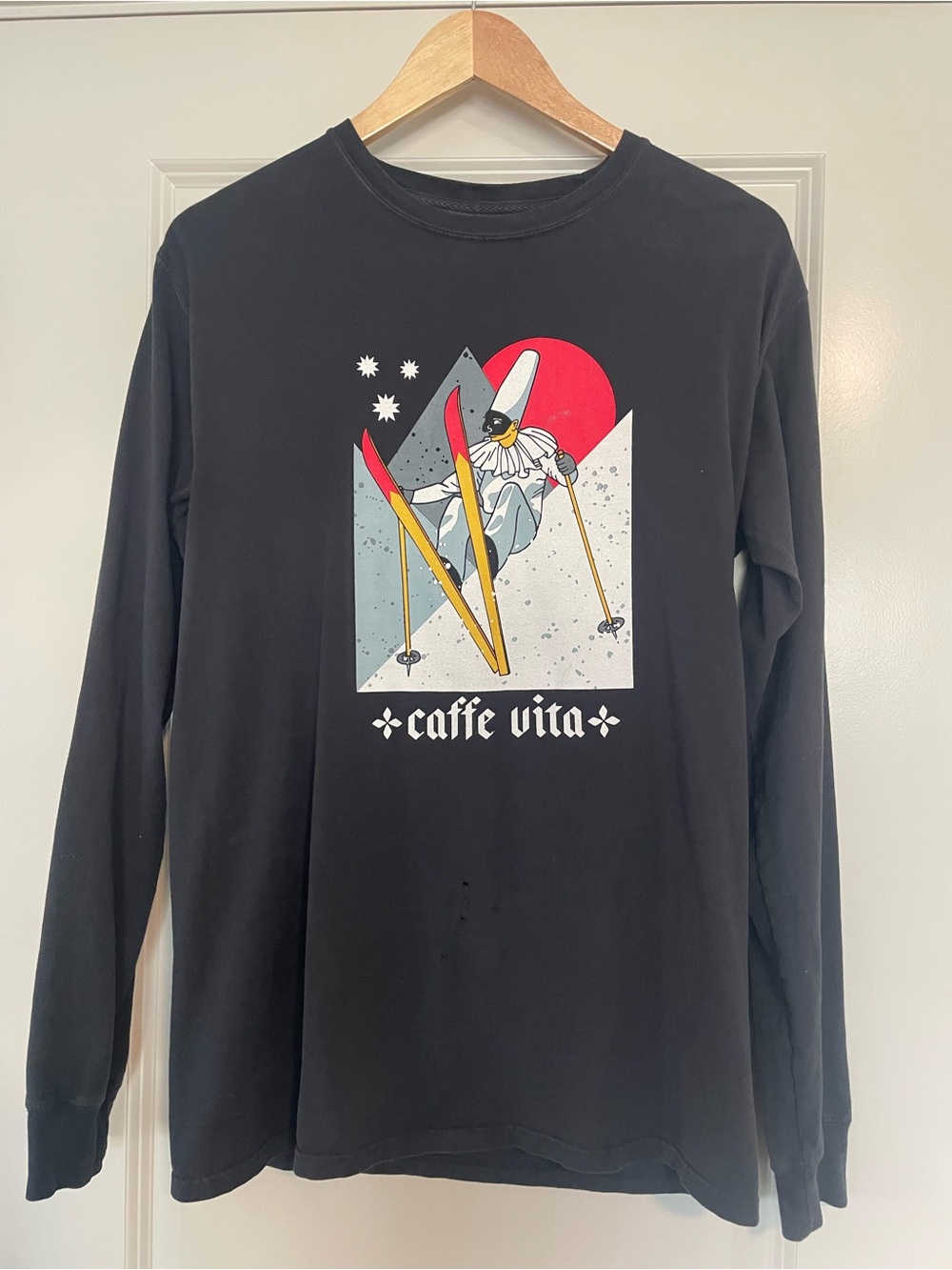 Caffe Vita Black Graphic Long Sleeve Tee